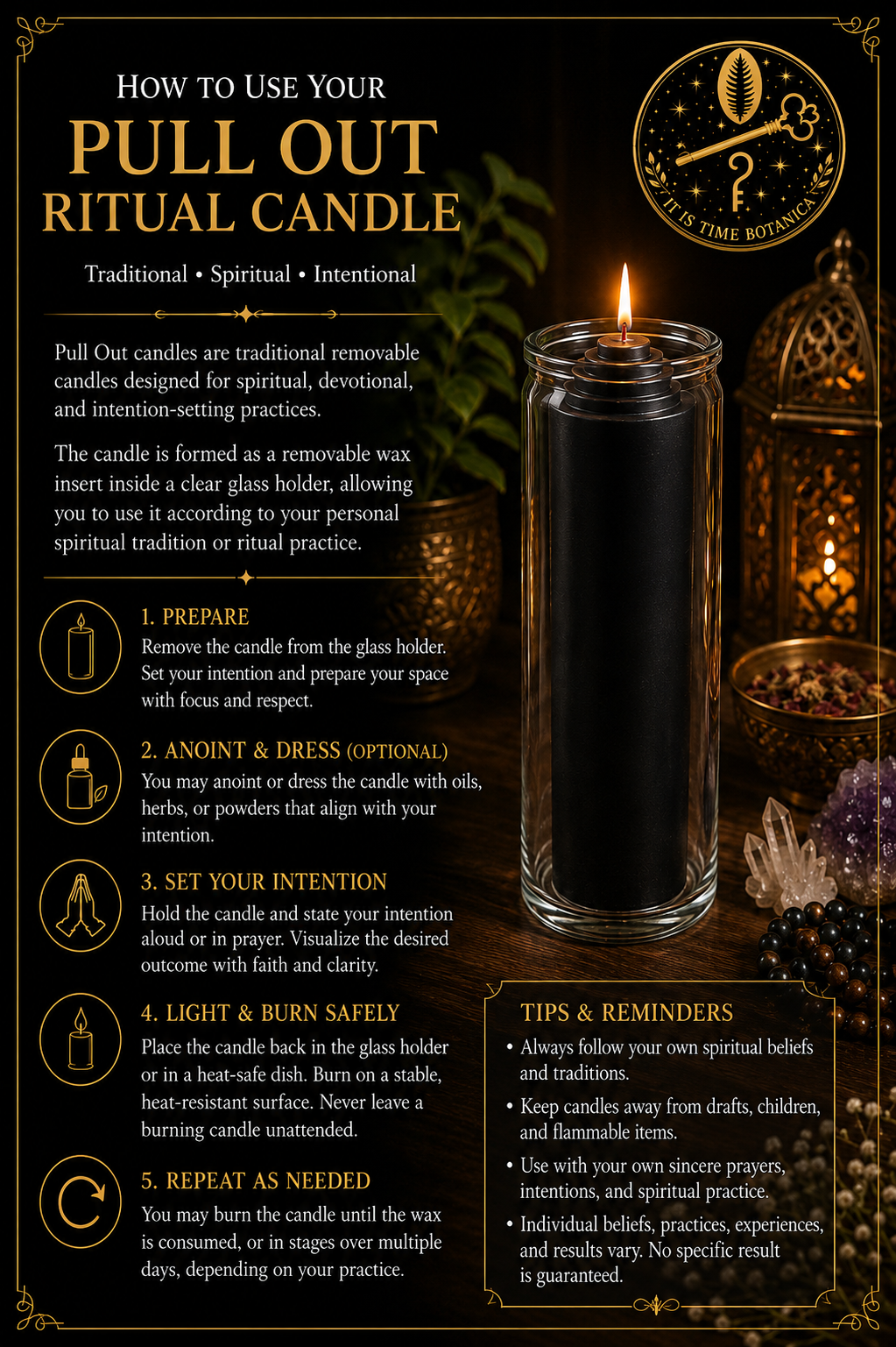 Crusader Black Pull Out Ritual Candle