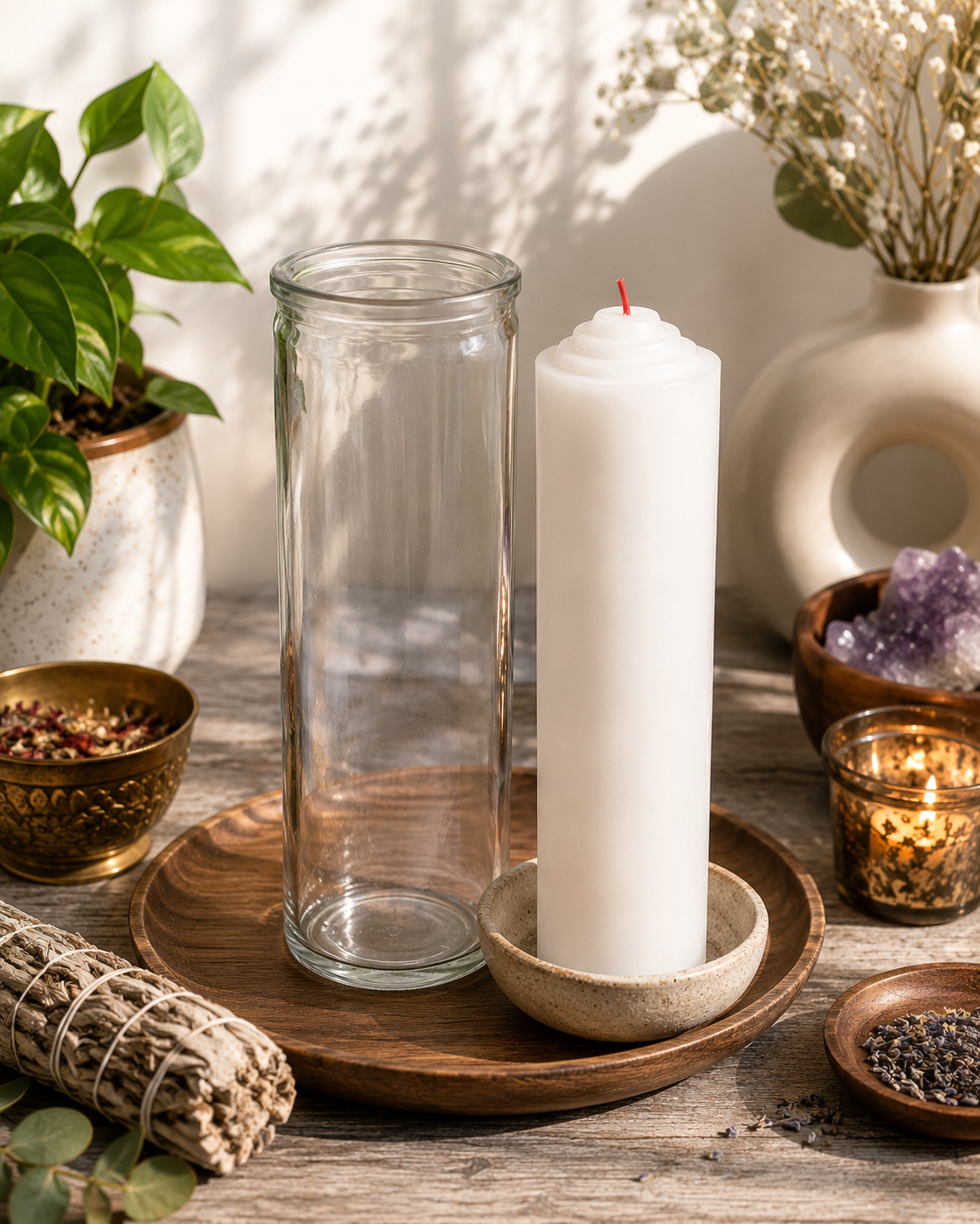 Crusader White Pull Out Ritual Candle