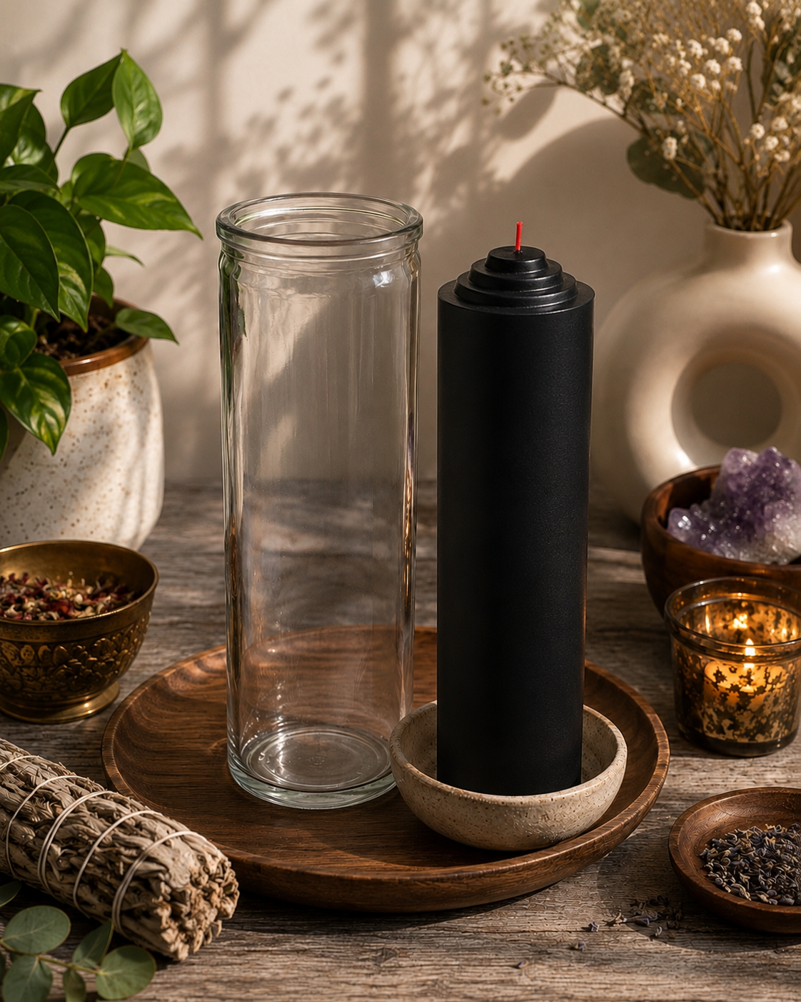 Crusader Black Pull Out Ritual Candle