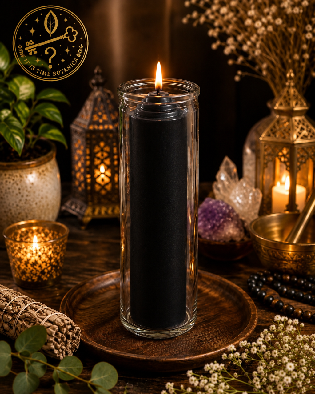 Crusader Black Pull Out Ritual Candle