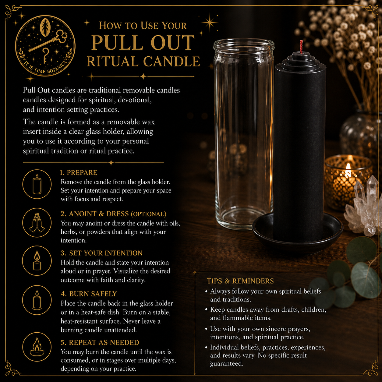 Crusader Black Pull Out Ritual Candle
