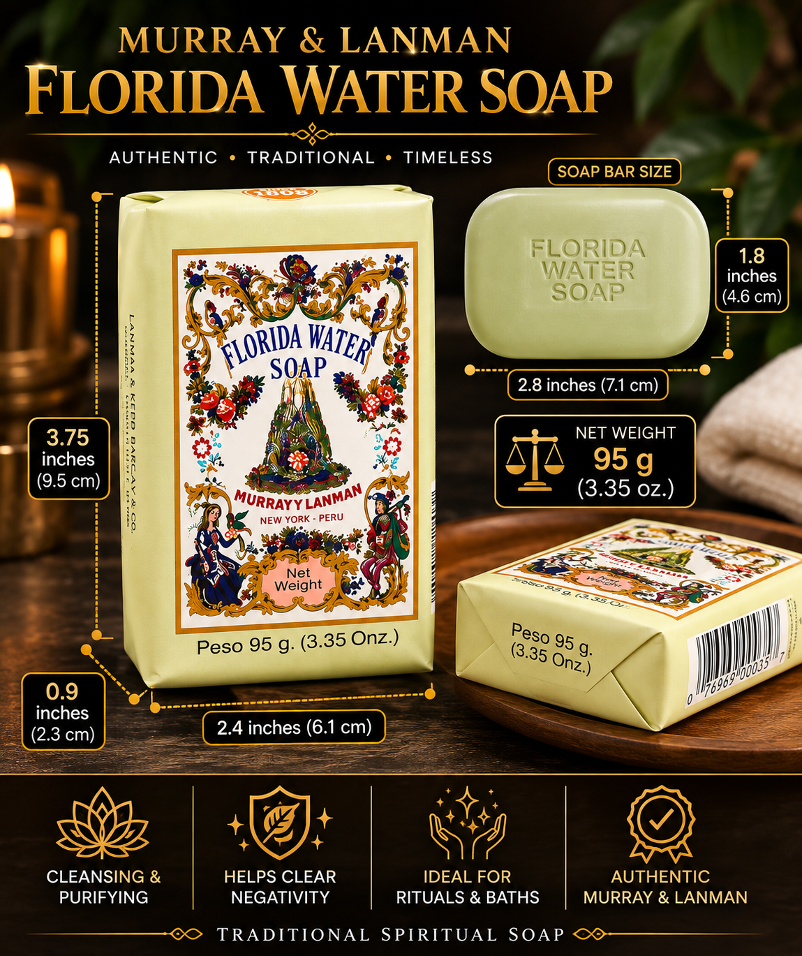 Murray & Lanman Florida Water Soap 3.35 oz (95 g)